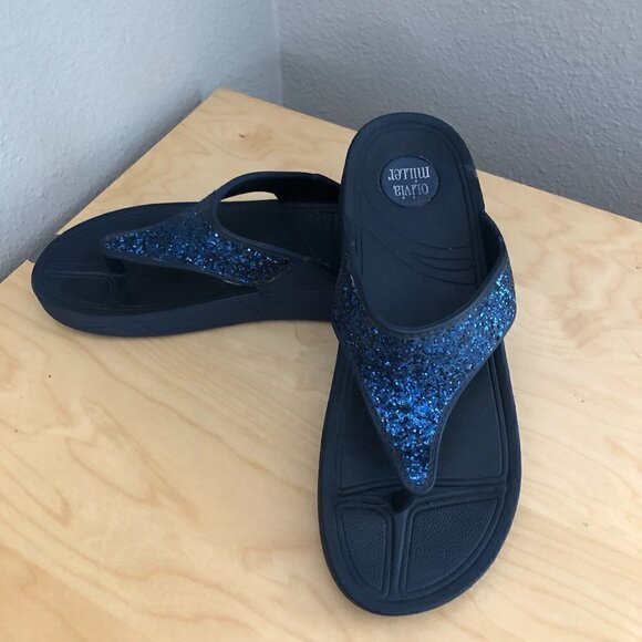 Olivia Miller Kira Glitter Comfort Flip Flop Sandals - Picture 2 of 8